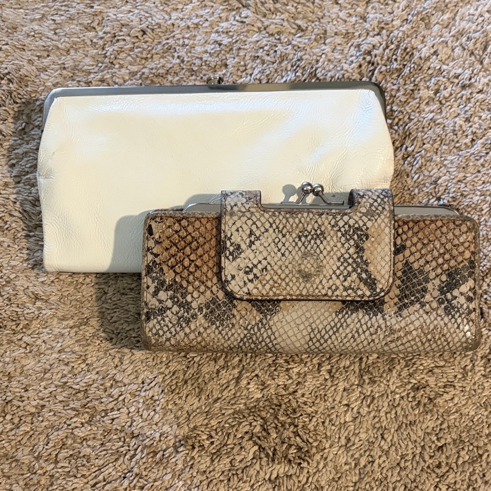 HOBO - Snake-Print wallet and White Double Clutch